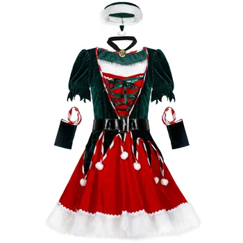 Uue Aasta Pidu Riided Täiskasvanud Naised, Jõulud Kleit Seksikas Jõuluvana Elf Cosplay Kostüüm Talvel Soe X-Mas Dress Fancy Riided