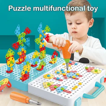 Besegad 470PCS 2D-3D Electric Drill Puzzle Pegboard ehitusplokid Mäng Haridus Mänguasjad Lastele Sünnipäev Jõulud Kingitus