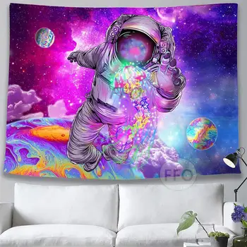 FFO Astronaut Välismaalase Tapestry Boho Hipi Fantaasia Ruumi Seina Seinavaibad Galaktika Planeedi Seina Art Esteetiline Dorm Teenetemärgi Vaip 0
