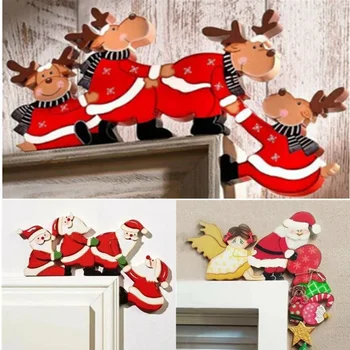Santa Claus Ingel Põder Jõulud Ukse Raami Kaunistamiseks Puidust Xmas Ukse Nurgas Ornament Häid Jõule Decor Kodus Head Uut Aastat