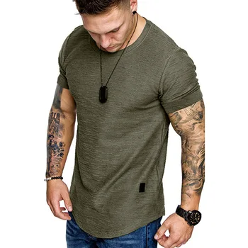 B3357-5 Värvi suvine Meeste Lühike sleeveT Särk Vabaaja ümber Kaela Mood Elastne Sobib Naljakas Streetwear Tahke Tshirt Hip-Hop Tops