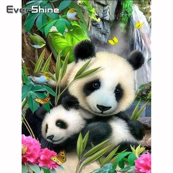 Evershine Diamond Maali Ikoonid Loomade Täis Ruut, Ring Puurida Panda Diamond Tikandid Beaded Rhinestone Pilte Täies Komplekt