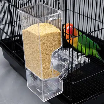 1tk Bird Feeder Lind Kodulindude Investor Automaatne Akrüül-Toidu Mahuti Papagoi Splash Proof Lindude Toitmine Seade Puuri Tarvikud 0