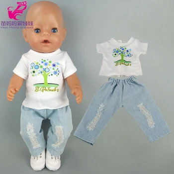 Vastsündinud 40 cm, baby doll t-särk ripitud teksad 18 tolline Ameerika og tüdruk nuku riideid püksid