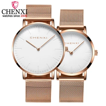 CHENXI Mood Rose gold Väljavalitu Kellad Meeste Veekindel Ultra õhuke Quartz Watch Top Luksus Brändi Naine Elegantne Kleit Daamid Vaadata