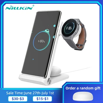 NILLKIN 3-in-1Wireless Laadija Seista iphone 13pro max xiaomi 12 Fast Charger Samsung/Huawei/Garmin Vaadata Airpods Pro