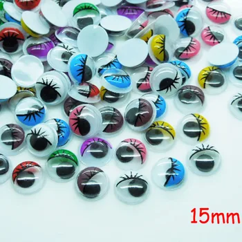 200pcs/palju Ringi Juhuslikult segatud Värvi Ripsmed Silma Tegevusi, Liikuvad Silmad Plastikust Silmad Nukk, Mänguasi, 15mm