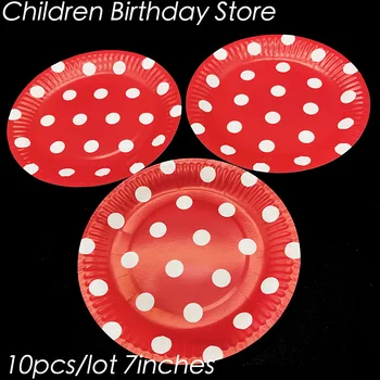 10tk/palju punast täppi teema ühekordsed taldrikud polka dots teema sünnipäeva teenetemärkide punast täppi paberi-plaadid