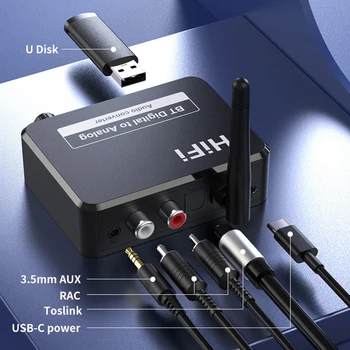 Digitaal-Analoog Audio DAC Konverteri Adapter Digitaalne SPDIF Optical Toslink 3.5 3.5 mm AUX-Pesa RCA L/R 5.0 Bluetooth Vastuvõtja