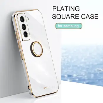 Luksus Ringi Omanik Seista Telefon Case For Samsung Galaxy S21 S22 S20 Fe Plus Ultra S 20 21 S21ultra Katmine Square Silikoonist Kate