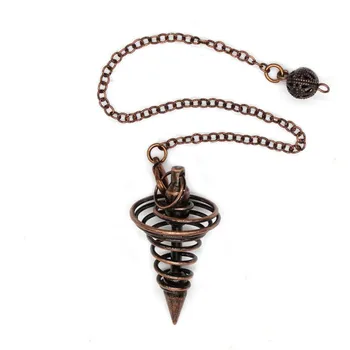 Metallist Pendel Pendulo Radiestesia Pendulums jaoks Dowsing Tervendav Püramiid Ripats Kaelakee Naised Mehed Spiraal Pendule Reiki Amulett