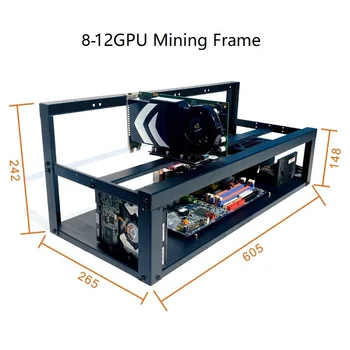 Terasest Mündi vabas Õhus Kaevandaja Kaevandamine Raami Rig Juhul Kuni 8 GPU 12 GPU Ethereum Bitcoin Mining Rig Alumiinium Virnastatavates Kaevandamine Raam