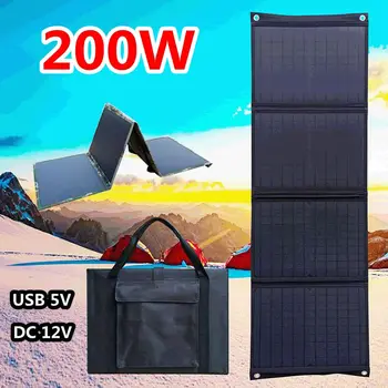 200W Kokkupandav päikesepaneel Dual USB +KS Päikesepaneelide Portable Folding Veekindel Päikese Laadija Väljas Mobile Power Bank Laadija