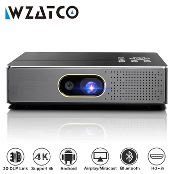 WZATCO S5 DLP 3D Projektor 4K 5G WIFI Smart Android9.0 kodukino MINI Beamer, Full HD 1080P Video lAsEr Kaasaskantav Proyector