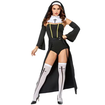 Seksikas Nunna Kostüüm Cosplay Ühtne Täiskasvanud Naised Halloween Kiriku Misjonär Õde Partei Fancy Kleit