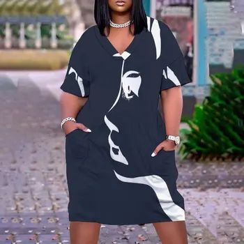 Suvel kleidid naine 2022 3D trükitud naiste riided V-kaelus kleit lahtine kleit Seksikas Aafrika tüdruk kleit Rüü