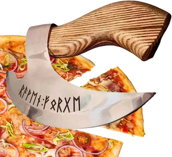 Viking Kirves Pizza Lõikur Autentsed Keskaegsed Pizza Lõiketerad Roostevabast Terasest Pizza Slicer Puidust Käepide Köök Tööriistad Pizza