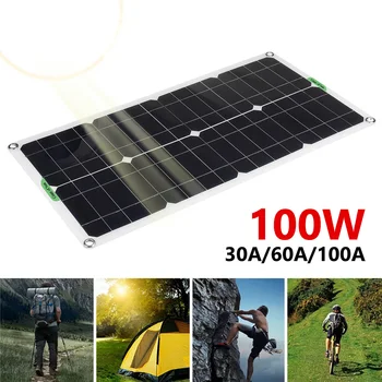 100W päikesepaneel Komplektid 12V/24V koos 30A/60A/100A Töötleja Päikesepaneelide Dual USB-Auto Jaht RV Paat Mobiiltelefoni Aku