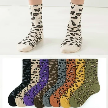 1Pair Meeste ja Naiste Keskmise Toru Paari Sokke Isiksuse Leopard Printida Puuvillased Sokid, Hip-Hop Euroopa ja Ameerika Trendikas Sokid