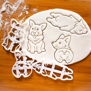 Cookie Cutters Hallituse Corgi Koera Kujuline DIY Biskviit Küpsetamine Vahend Armas Loomade Cookie Tempel Lapsed Kööginõud Bakeware 0