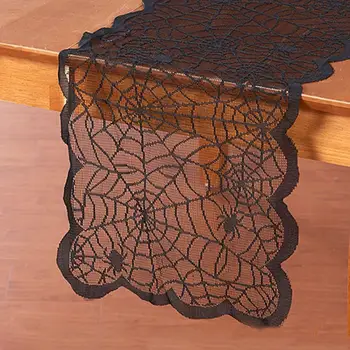 1tk Must Pits Spider Web Ämblikuvõrk Laudlina Table Runner Kamin Mantlit Kardina Dekoratsioon Halloween Kodus Isiku Pakkumist