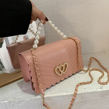 Uus 2021 Mood Naiste PU Nahk Pearl Käekott Elegantne Naine Luksus Disainer ostukott Õla Cross Body Bag Tüdrukud 0