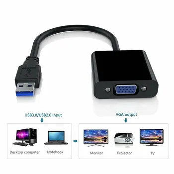 Lisatasu USB 2.0/3.0, VGA Multi-Display Adapter Converter Välise Video Graafika Kaart Kaasaskantav USB-VGA Konverter