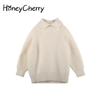 HoneyCherry Sügisel Uus Beebi Tüdruk Rinnamikrofon Kootud Kampsun Pulloverid rull -, Lapsed, Talve Riided Tüdrukutele