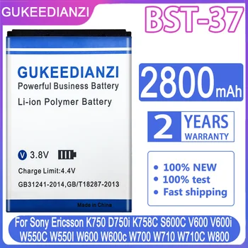 2800mAh Aku BST-37 Sony Ericsson K750 D750i K758C S600C V600 V600i W550C W550I W600 W600c W700 W710 W710C W800 Telefon
