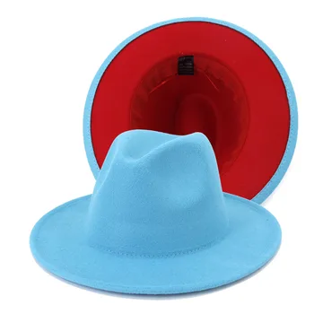 2021 talvel fedora mütsid naistele mood Korter laia Ääreni Villast Vilt Jazz Mütsid meeste sinine ja punane goth top vintage pulm Müts