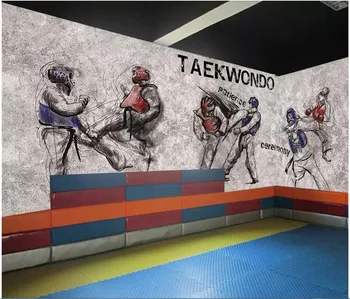 custom foto 3d tapeet Taekwondo jõusaal, poks taust võitluskunstide saal elutuba kodu tapeet seina 3d