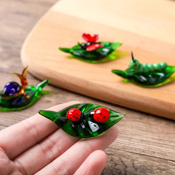2 tk Mini Putukate Töölaua Kaunistus Crystal Klaasist Lepatriinu Liblikas Tigu Caterpillar Kapseldatud Taim Sisustus aiakaubad