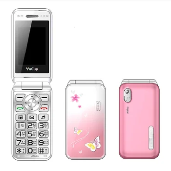 Naiste Mobiiltelefoni Omanik Kirjalikult Touch Ekraan Slim Taskulamp Armas Katta Stiilis Dual Sim Suur Nupp Klapp Lady Tüdruk Mobiiltelefon