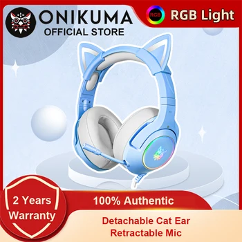 ONIKUMA K9 Sinine Värv Gaming Kõrvaklapid koos Dünaamilise RGB Valgus Sissetõmmatav Mikrofon Wird Peakomplekt Mängija Kõrvaklapid, PC Gaming