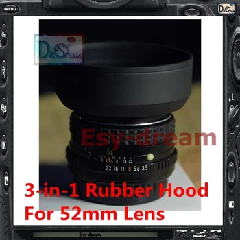 52mm 52 mm 3in1 3-astmeline Kummist Objektiivi Varjuk Universaalne Nikon Canon, Pentax PA198