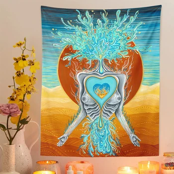 Psühhedeelne Tapestry Müstiline Vaimne Kunst Seina Riputamise Naiste Püha Teekond Decor elutuba, Magamistuba Bohemian INS Prindi