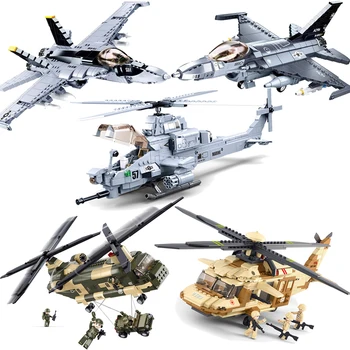 SLUBAN Sõjalise Kuningas Jaeger AH-1Z VIPER Taistelukone Relvastatud Helikopter ehitusplokid Kit Tellised Klassikaline Mudel Mänguasjad Lastele Kingitused