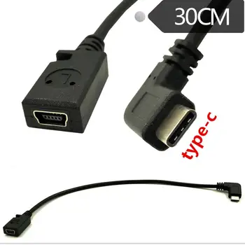 Õige Nurga USB-C laadimiskaabel, Duttek USB-3.1 C-Tüüpi Isane, Mini USB (Mini-B) Naine Converter Kaabel Nöör 0,3 m