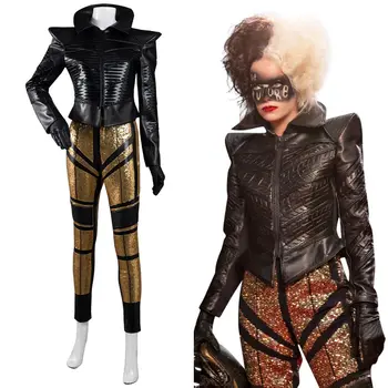 2021 Filmi Cruella Cosplay Kostüüm Mantel, Püksid Varustus Halloween Carnival Ülikond