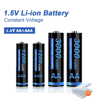 1,5 V, AA + AAA Laetavat Liitium patarei 1,5 V AA 3000mWh / AAA 1200mWh 1,5 v Li-ioon akud mänguasjad kaugjuhtimispult 0
