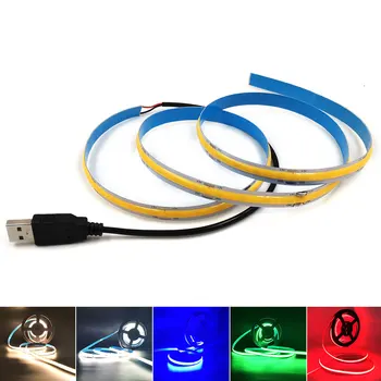 Tasakaal Valgustus Paindlik COB Ribad LED-Lindid 5V Toitega USB-LED Ribad Lamp, millel on puldiga Dimmer Värviline Dekoratiivne Valgus