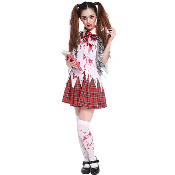 Halloween Naisi Hirmutav Kooli tüdruk Cosplay Kostüüm Vere plekk Zombies Õpilane Ühtse Eksootiline Karnevali Kurat kleit