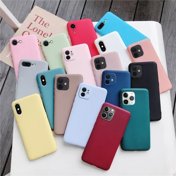 Candy Värvi Silikoonist Telefon Case For iPhone 7 8 6 S 6S Pluss 5 5s SE 2020 13 12 11 Pro Max Mini X XS XR Matt Pehme Tpu tagakaas