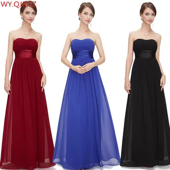 QNZL-80# Vein punane Sinine Must Pikk olkaimeton Pruutneitsi Kleidid pulmapidu kleit tanssiaiset kleit hulgimüük odavad naiste clothi Hiina