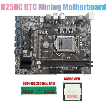 B250C BTC Kaevandaja Emaplaadi koos G3900 CPU+DDR4 4GB 2666MHZ RAM 12XPCIE, et USB3.0-Kaardi Pesa LGA1151 jaoks BTC Kaevandamine