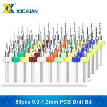 PCB Drill Bit 50tk 0.3-1.2 mm Karbiid Drill Bit Puurimiseks PCB Circuit Board 1/8