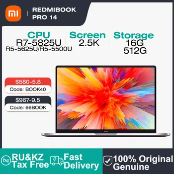 Xiaomi RedmiBook Pro 14 Sülearvutid 14 Tolline 2.5 K Super Võrkkest Täis Ekraan AMD R5 5625U 16 GB 512 GB AMD Radeon graafikakaardiga Sülearvuti