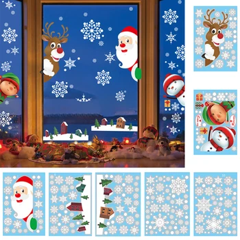 Häid Jõule Film Mitte-Liim Home Christmas Decoration Uus Aasta Windows Santa Claus Lumehelves Klaasist Seina Kleebised Kleebise