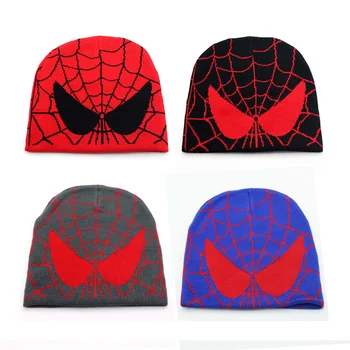 Uus Cartoon Spider Tikitud Beanies Müts Meeste Talvel Autunm Soe Kootud Mütsi Ühise Põllumajanduspoliitika Pehme Vill Skullies Beanies Mütsid Poistele Kingitusi 0