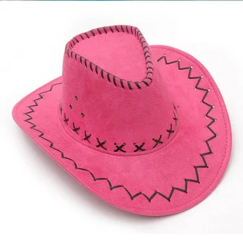 Retro Unisex Denim Metsiku Lääne Kauboi Cowgirl Rodeo Fancy Kleit Aksessuaar Mütsid roos Punane 0